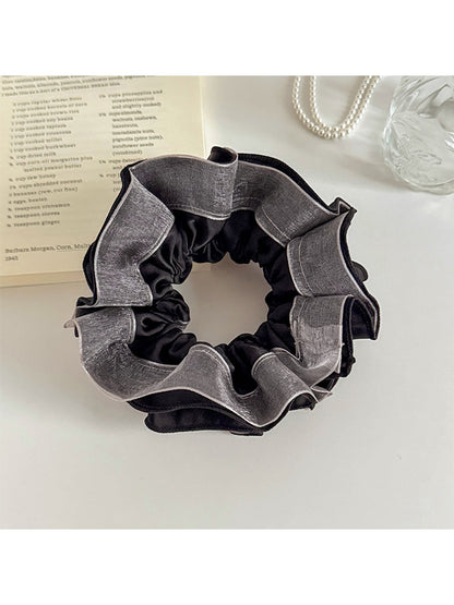 Gifty - Satin Look Mesh Patchwork Ruched Scrunchie