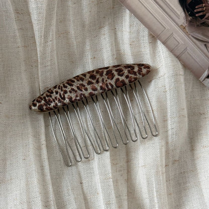 Beau - Leopard Print Patterned Fabric Claw Clip