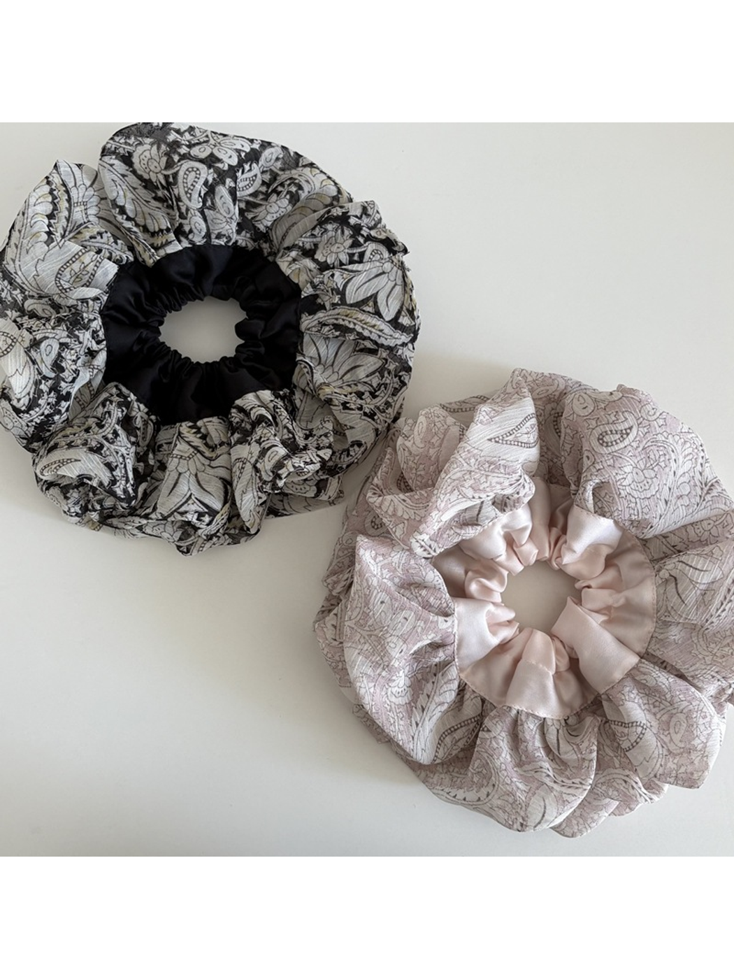 Gifty - Ruffled Layered Satin Spliced Hair Scrunchie