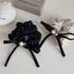 Gifty - Satin Look Ruffled Bow Accent Scrunchie