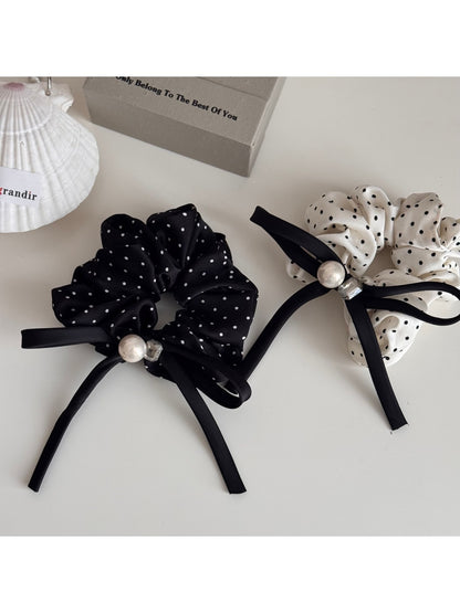 Gifty - Satin Look Ruffled Bow Accent Scrunchie