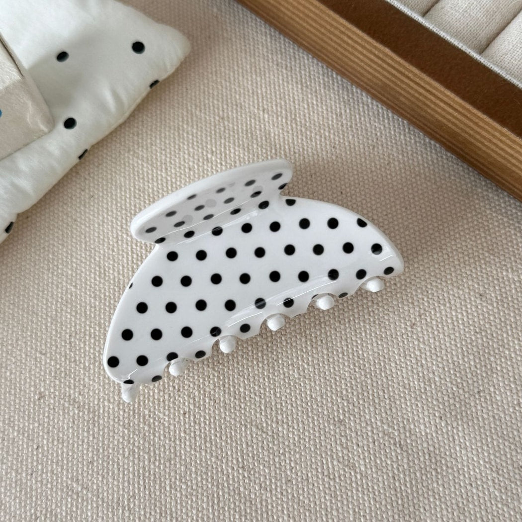 Beau - Polka Dot Fan Shape Acetate Claw Clip