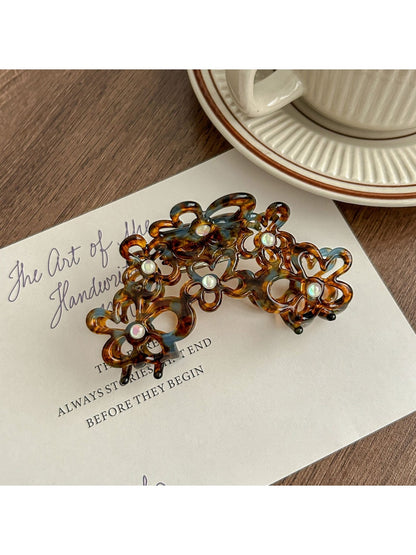Beau - Openwork Flower Acetate Hair Claw Clip