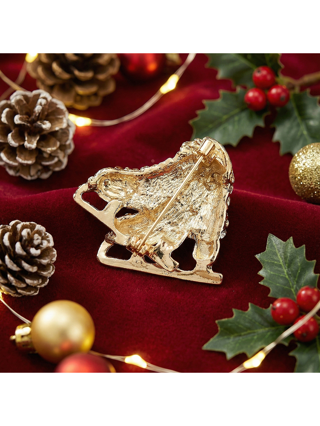 Brovia - Holiday Ice Skate Enamel Accent Lapel Brooch