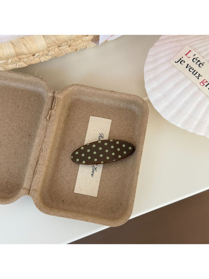 Beau - Oval Polka Dot Acetate Fiber Hair Clip