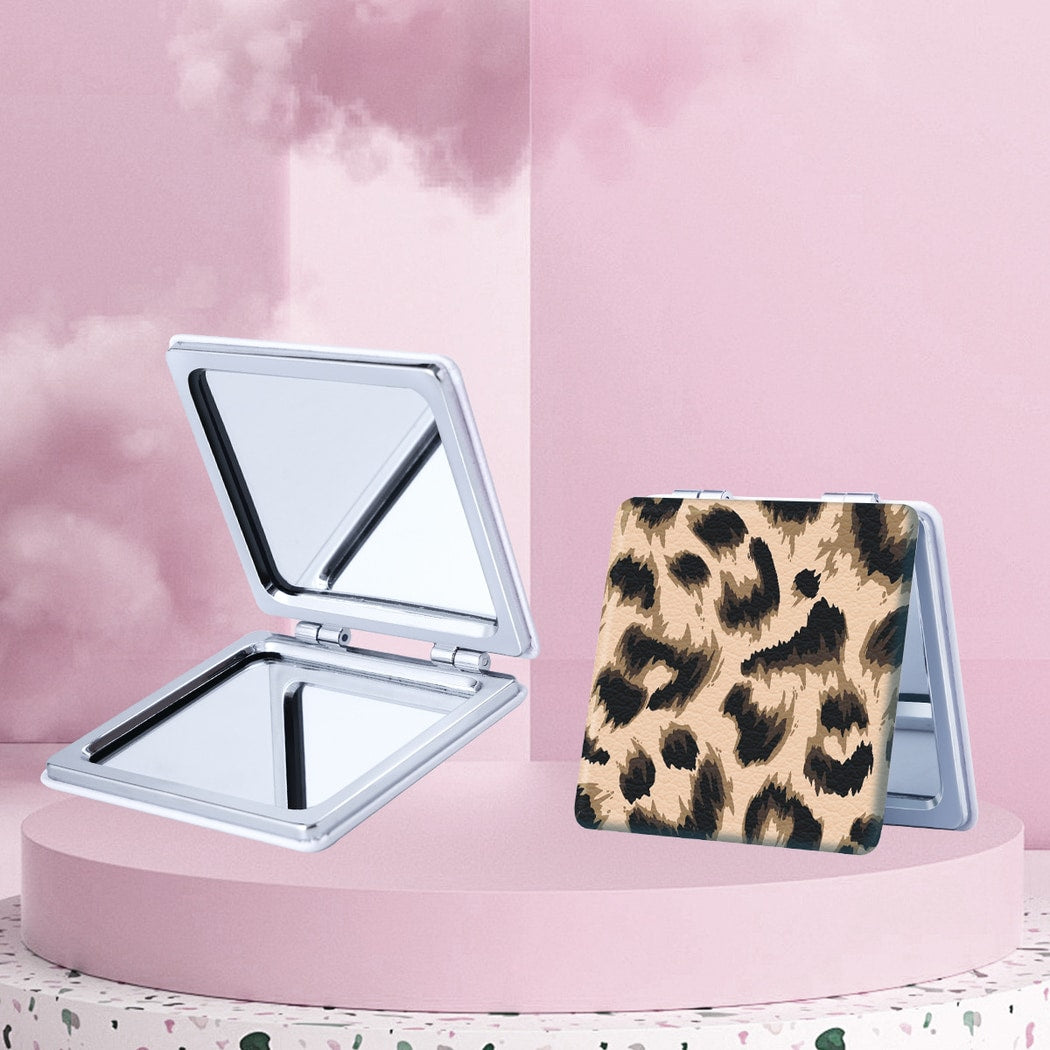 Mirroray - Leopard Print PU Foldable Makeup Mirror