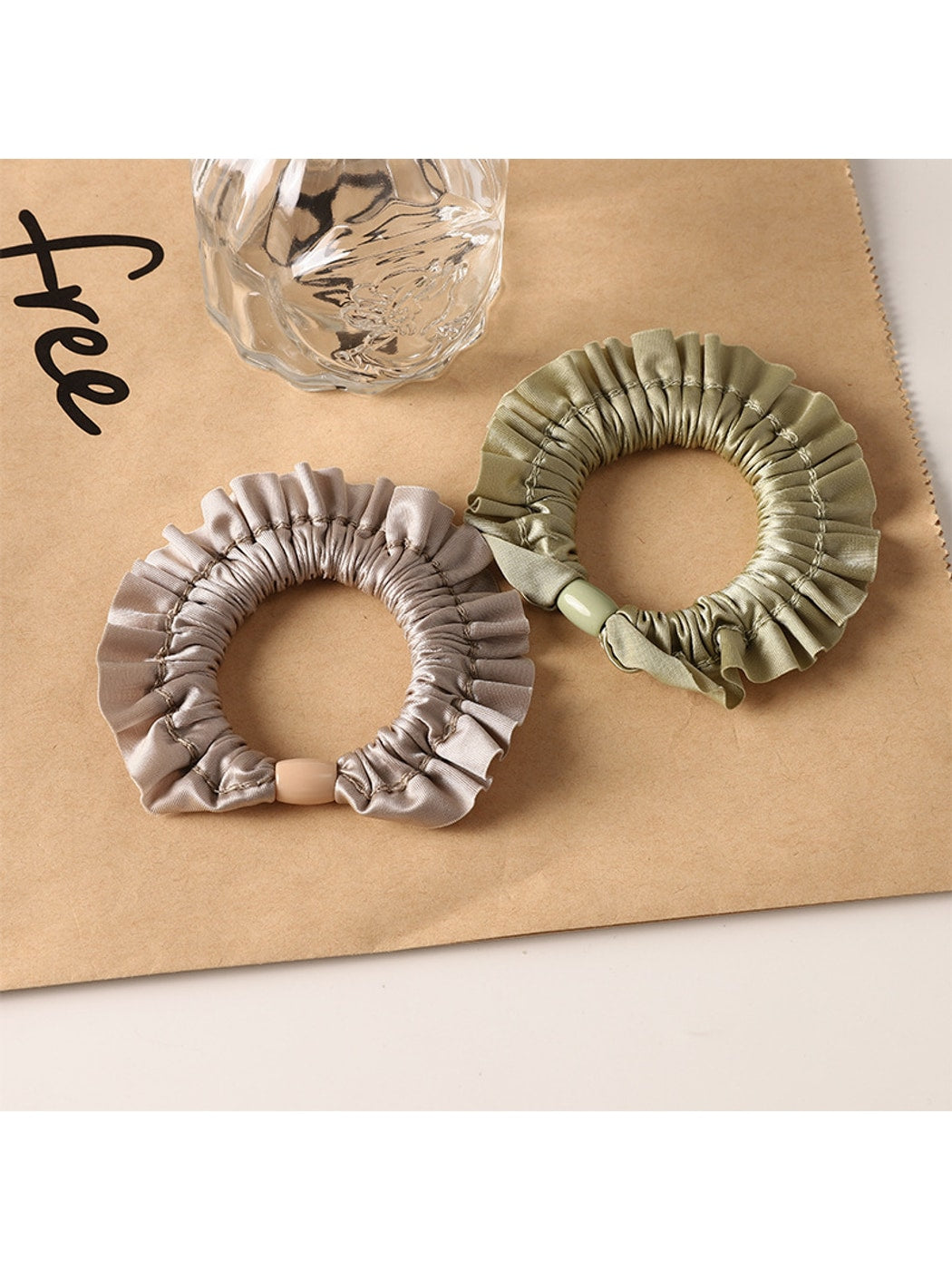 Gifty - Solid Color Satin Finish Ruffle Scrunchie