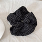Gifty - Pleated Polka Dot Fabric Scrunchie Hair Tie