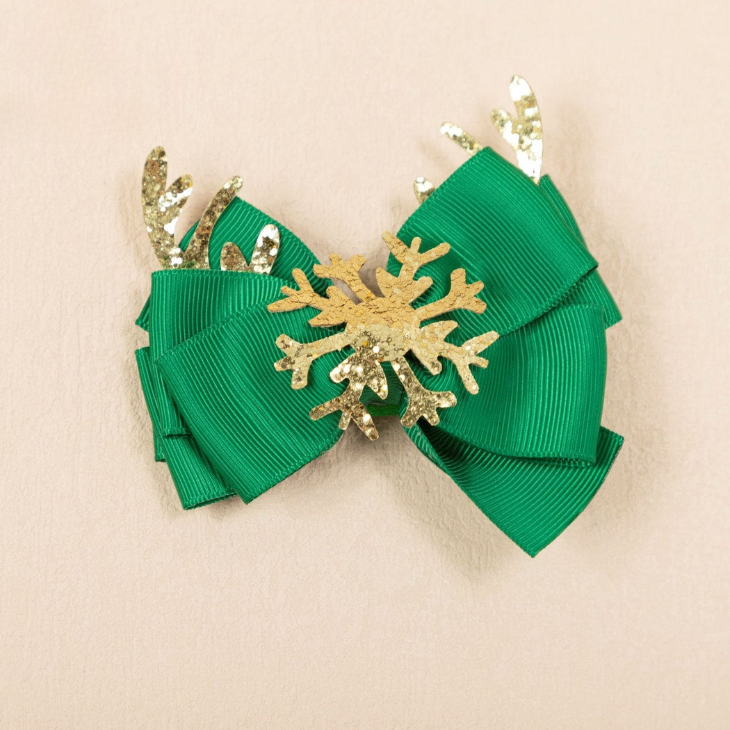 Beau - Christmas Bow Deer Antler Hair Clip
