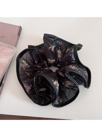 Gifty - Ruffled Small Floral Trim Scrunchie