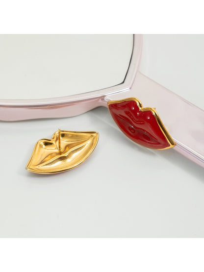 Earedge - Red Lip-Shaped Earrings
