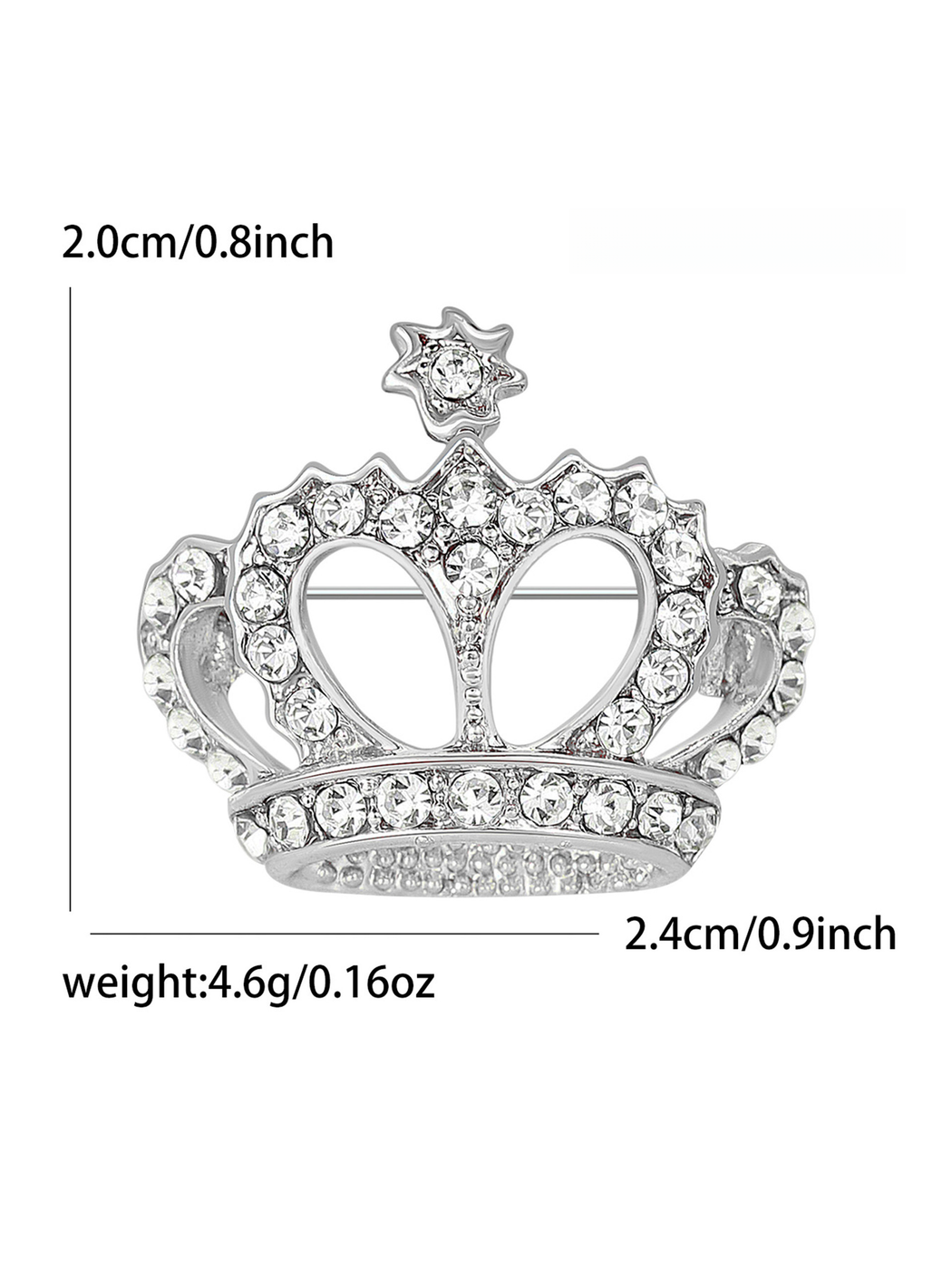 Brovia - Rhinestone Crown Accent Alloy Brooch Pin
