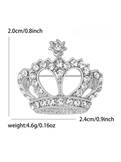 Brovia - Rhinestone Crown Accent Alloy Brooch Pin