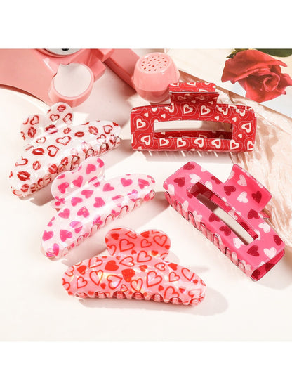 Beau - Valentine'S Day Heart-Patterned Claw Clip