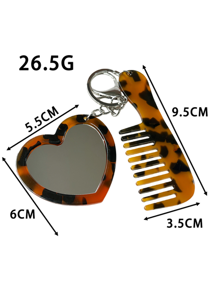 Keypus - Heart Mirror Comb Keychain