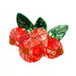 Beau hair clip with orange fruit design held between fingers for size reference