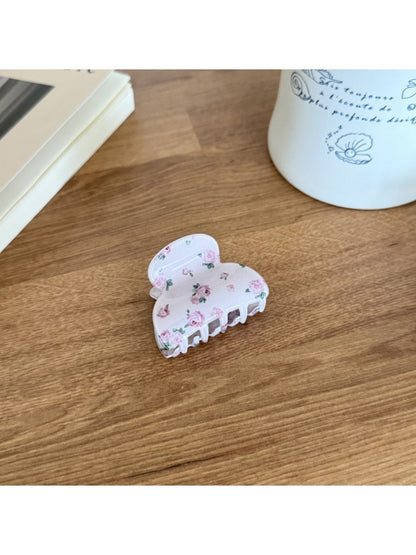 Beau - Pink Floral Print Hair Claw Clip