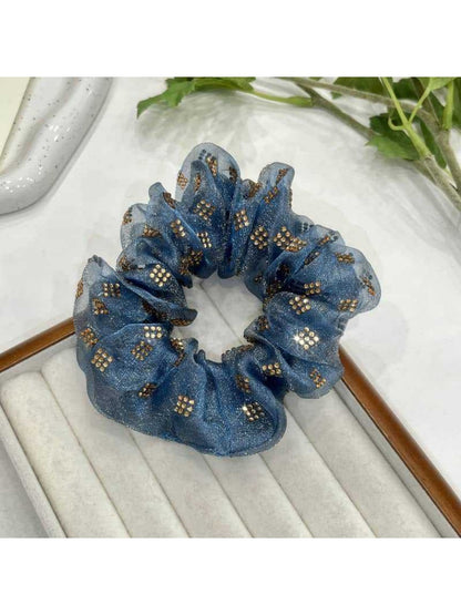 Gifty - Double Layer Organza Bow Hair Tie Crystal