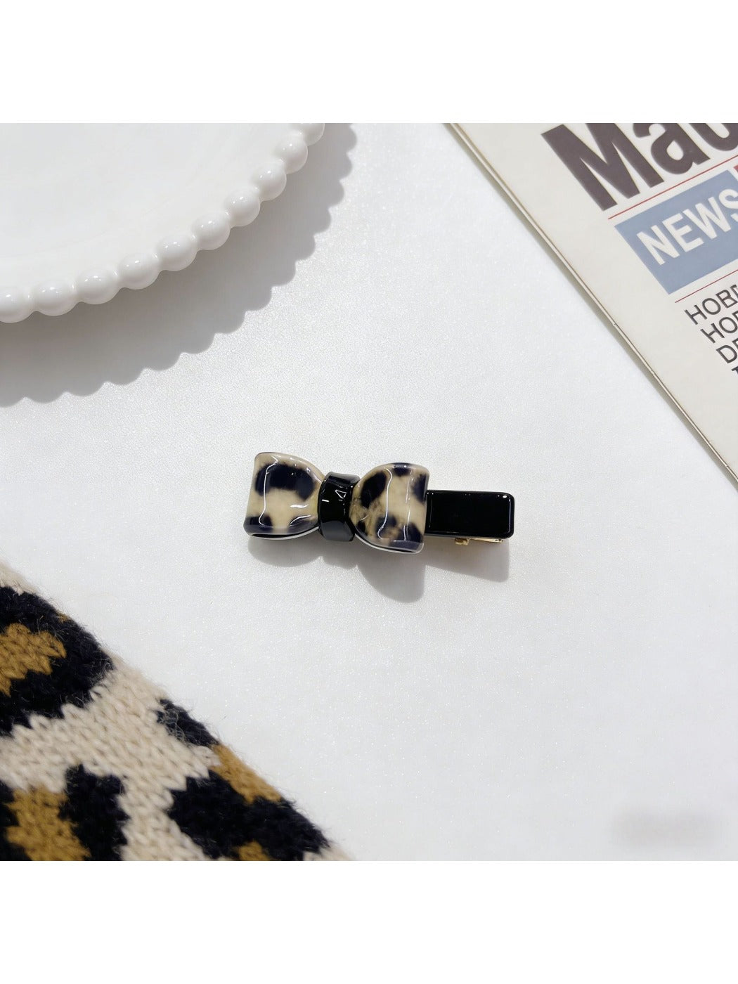 Gifty - Leopard Print Bow Hair Clip Hair Tie