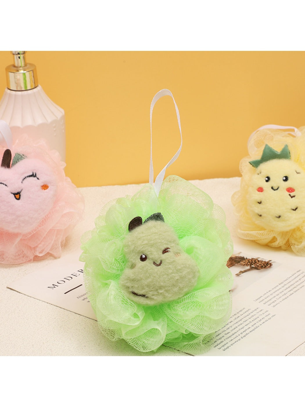 Papo - Cartoon Fruit Bath Pouf Soft Mesh Scrubber