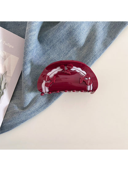 Beau - Adorable Half Round Cherry Themed Claw Clip