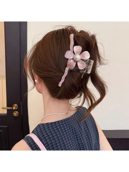 Beau - Floral PVC Alloy Flower Updo Claw Clip