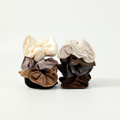 Gifty - Solid Color Satin Scrunchie with Ruffle Detail
