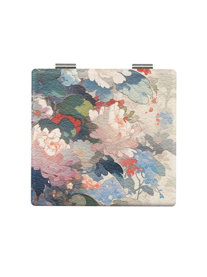 Mirroray - Floral Print PU Folding Tabletop Mirror