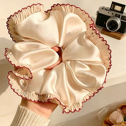 Gifty - Polyester Satin-Look Ruffle Trim Scrunchie