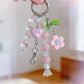Close-up of Keypus adorable beaded heart charm keychain with colorful beads