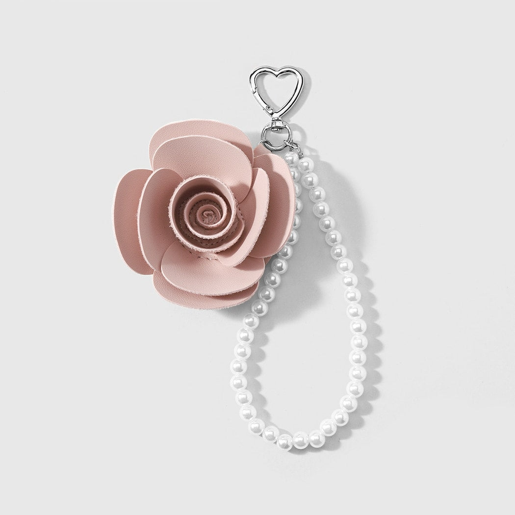 Keypus - Rose Design Heart Loop Beaded Keychain
