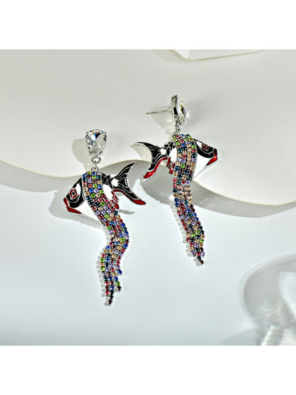 Earedge - Vintage Goldfish Drop Earrings With Tassels