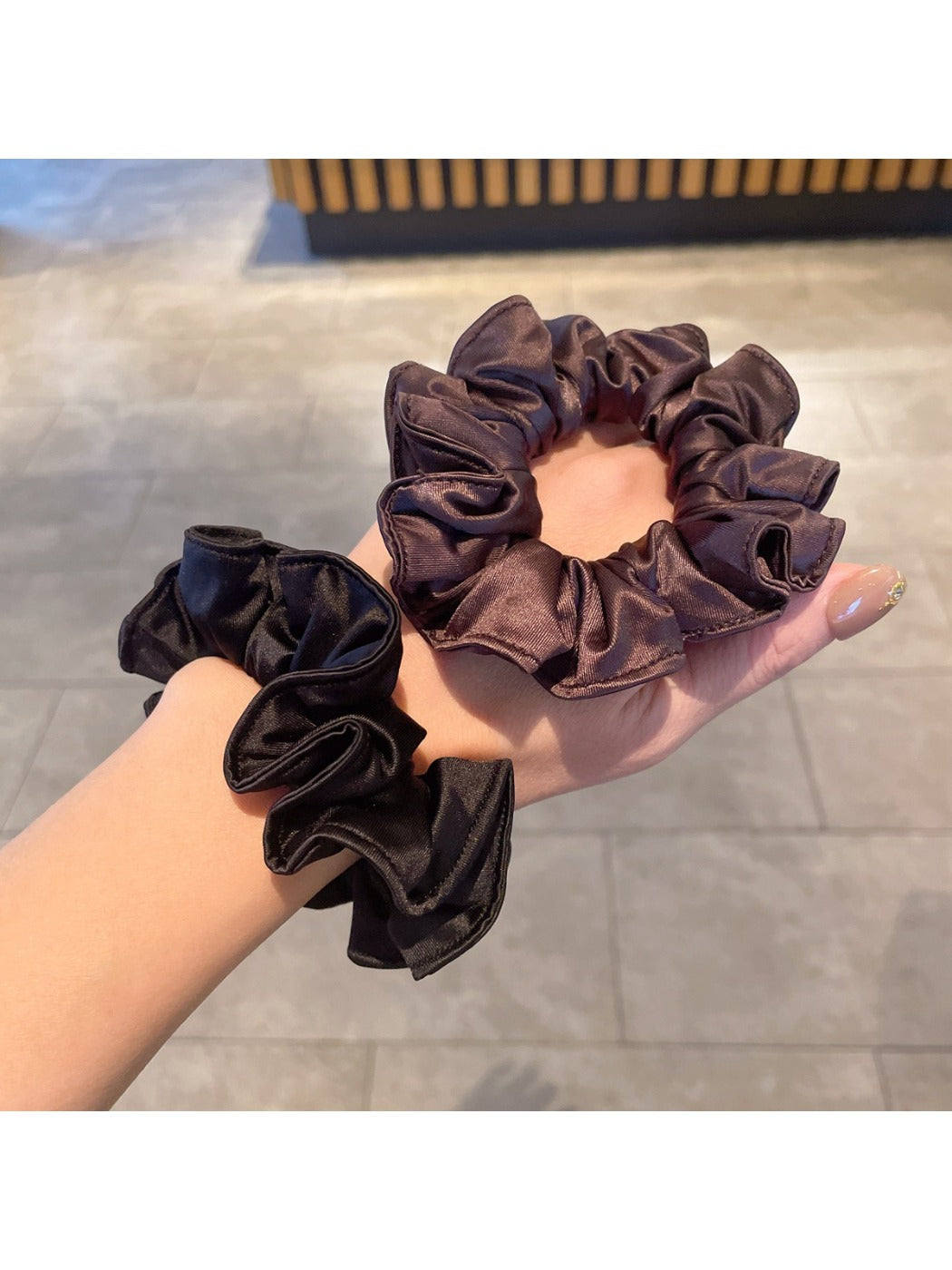 Gifty - Satin Scrunchie With Pleated Ruffle Trim