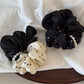 Gifty - Ruffled Satin Look Polka Dot Scrunchie