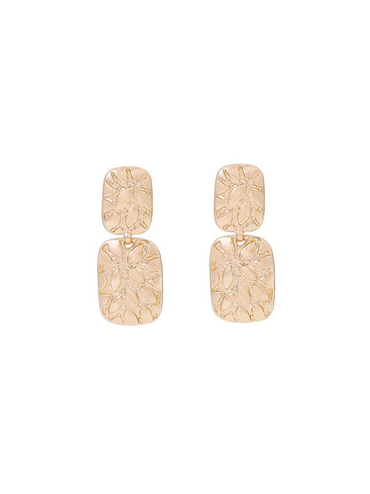 Earedge - Textured Gold Tone Alloy Dangle Earrings