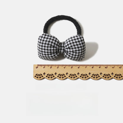 Gifty - Plaid Plush Bow Detail Polyester Hair Tie