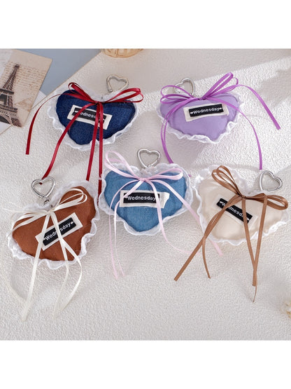 Keypus - Denim Lace Heart Bag Charm