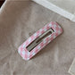 Beau - Plaid Fabric Covered Water Drop Hair Clip