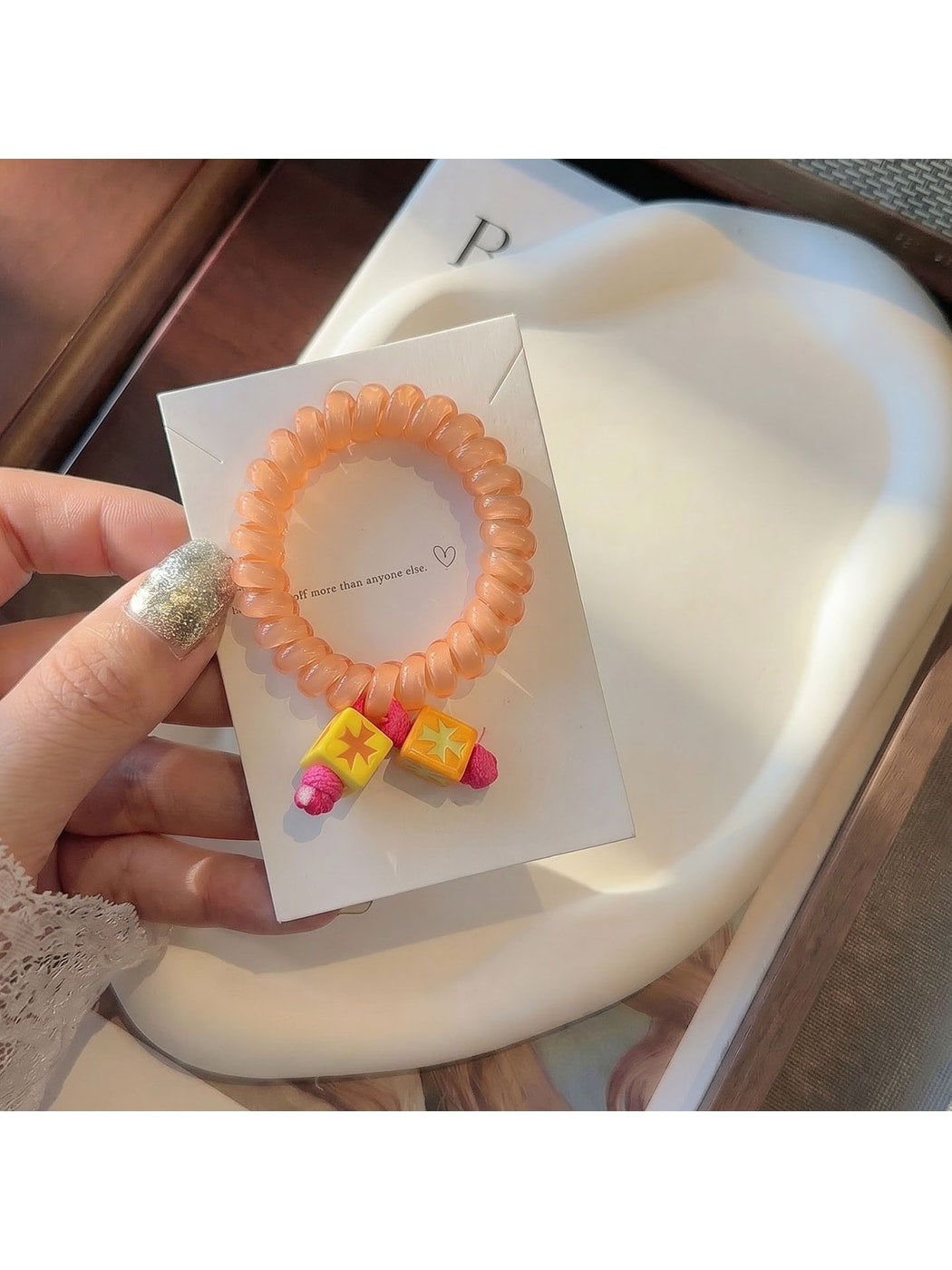 Gifty - Sweet Style Bead Detail Spiral Hair Tie