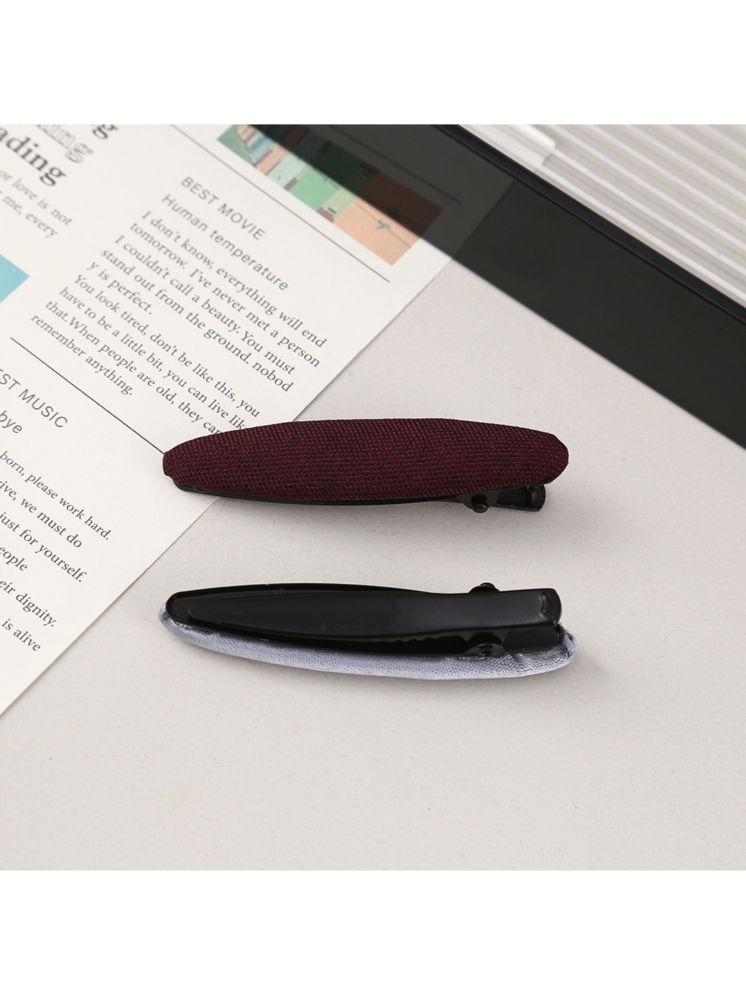Beau - Solid Color Polyester Oval Hair Clip