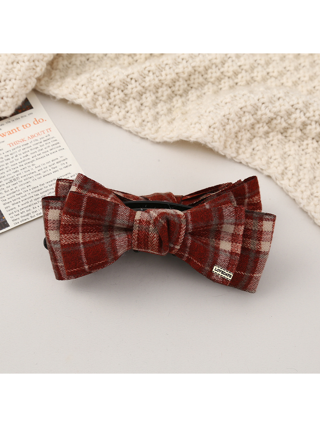 Beau - Vintage Bow Plaid Large Claw Clip