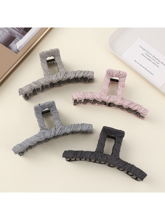 Beau - Pleated Geometric Fabric Claw Hair Clip