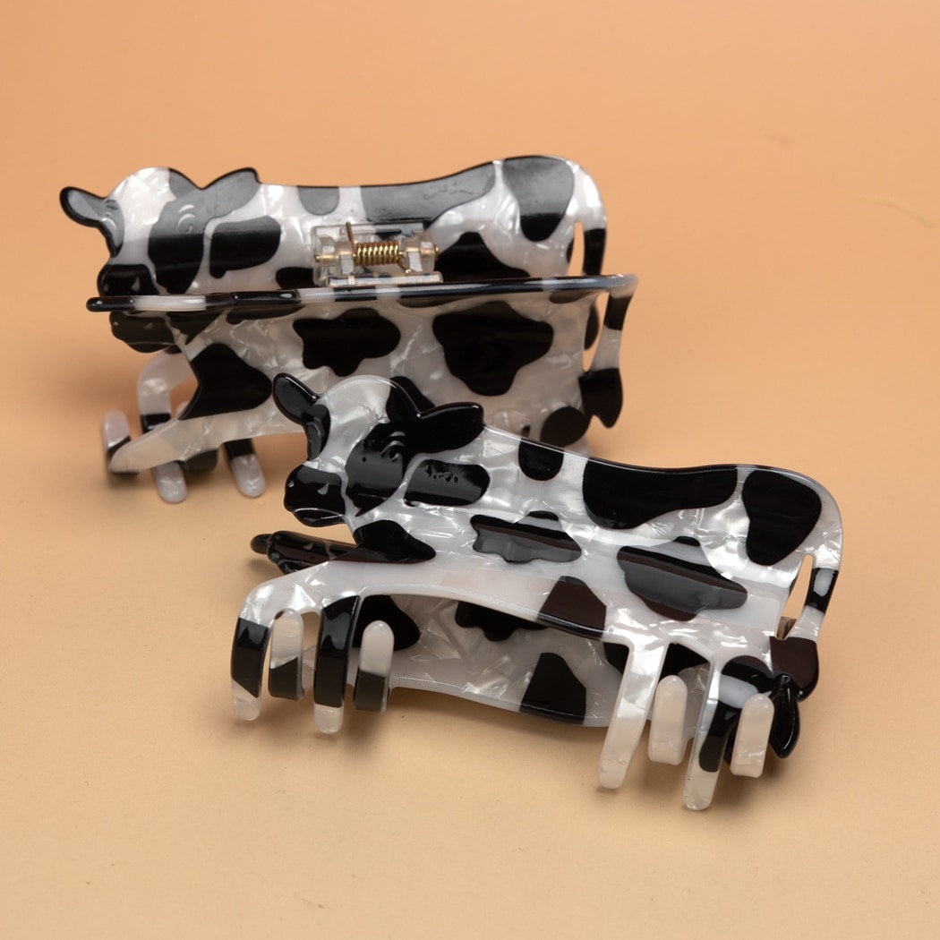 Beau - Cow Print PVC Animal Shape Claw Clip