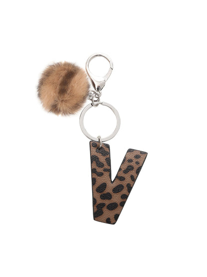 Keypus - Leopard Print Oil-Edged Letter Keychain