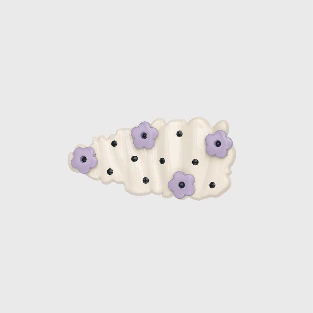 Beau - Polka Dots Floral Accent Hair Clip