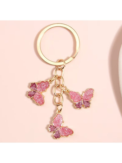 Close-up of butterfly keychain showing smooth edges and color block design