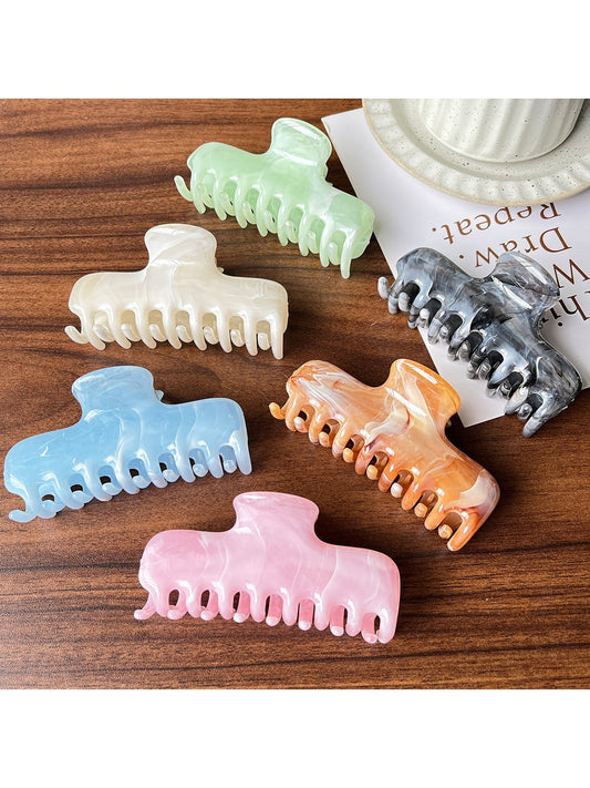 Beau - Marbled Finish Geometric Fashion Hair Claw Clip