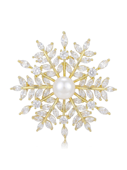 Brovia - Snowflake Micro Inlay Alloy Brooch