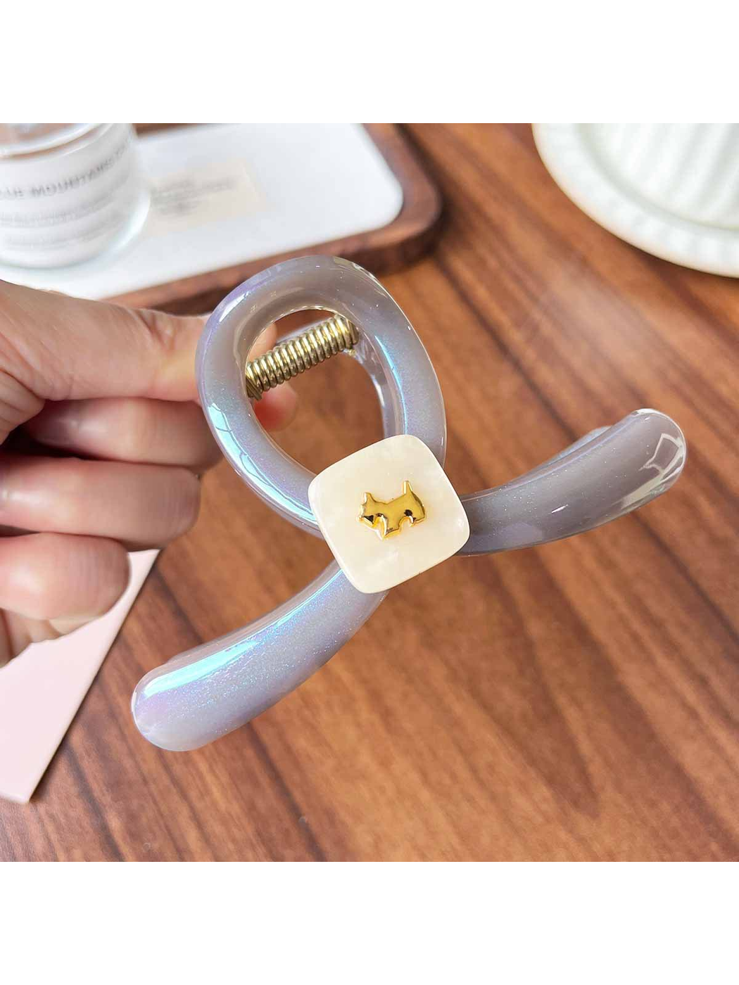 Beau - Geometric Ring Fine Glitter Gradient Claw Clip