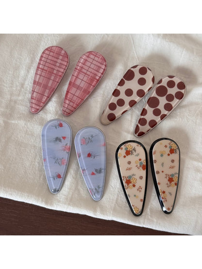 Beau - Printed Teardrop Duckbill Acrylic Hair Clip